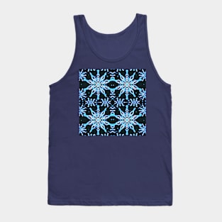 Snow Flakes Pattern Vibrant Blue and Black Tank Top